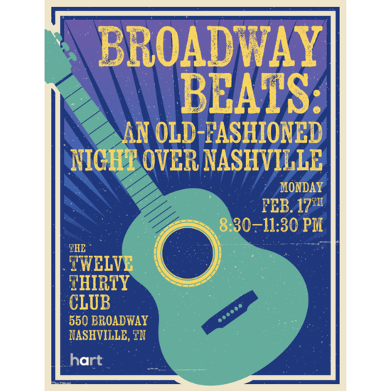 Guitar poster broadway beats a night in Nashville