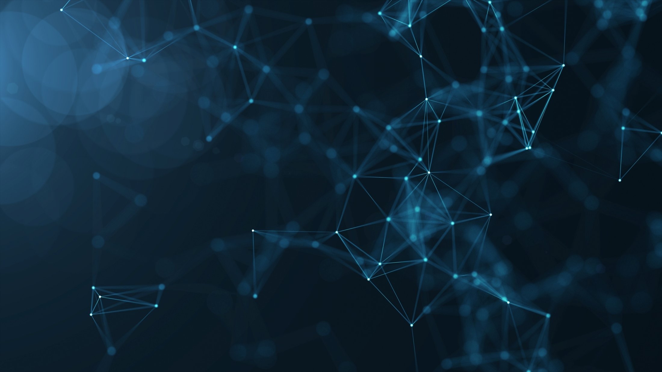 Abstract network of connected nodes illustrating the complexity of healthcare data security infrastructure.